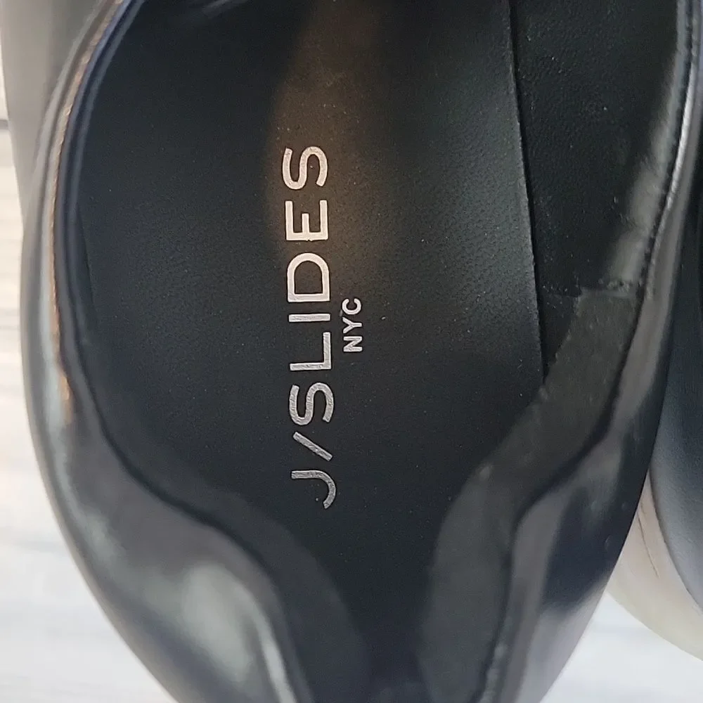 J/SLIDES NYC  Slip-On Platform Sneakers Black Faux Leather Womens Size 8M